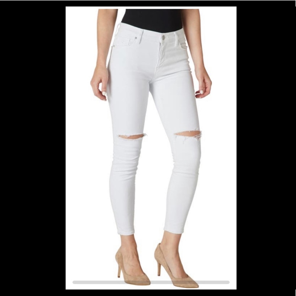 Hudson Nico Skinny Ripped White Jeans Raw Hem